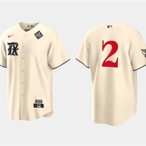 Men Texas Rangers #2 Marcus Semien Cream 2023 World Series City Connect Stitched Baseball Jersey