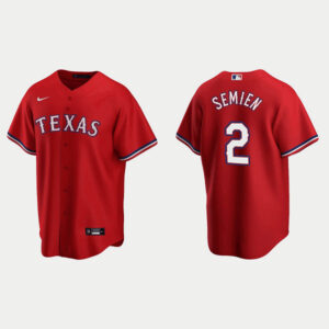 Men Texas Rangers #2 Marcus Semien Red Cool Base Stitched Baseball Jersey