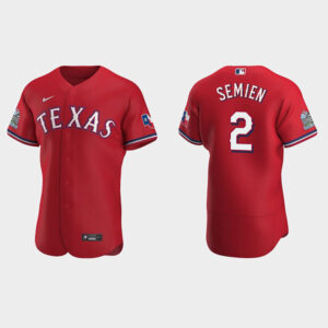 Men Texas Rangers #2 Marcus Semien Red Flex Base Stitched Jersey