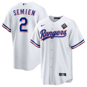 Men Texas Rangers #2 Marcus Semien White 2023 World Series Stitched Baseball Jersey