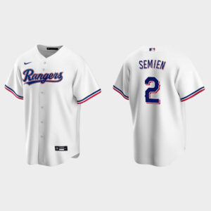 Men Texas Rangers #2 Marcus Semien White Cool Base Stitched Baseball Jersey