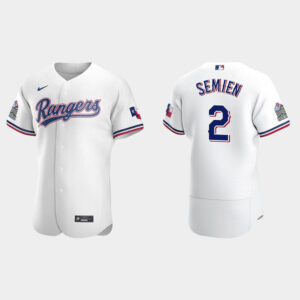 Men Texas Rangers #2 Marcus Semien White Flex Base Stitched Jersey