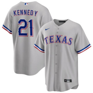 Men Texas Rangers #21 Ian Kennedy Gray Cool Base Stitched Baseball Jersey