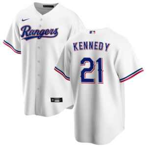 Men Texas Rangers #21 Ian Kennedy White Cool Base Stitched Baseball Jersey