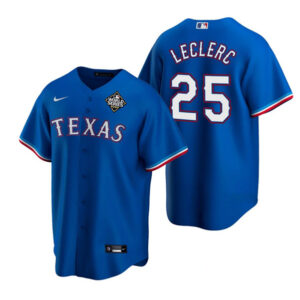 Men Texas Rangers #25 Jose Leclerc Royal 2023 World Series Stitched Baseball Jersey