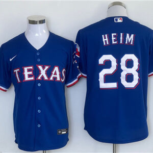 Men Texas Rangers #28 Jonah Heim Royal With Patch Cool Base Stitched Jersey