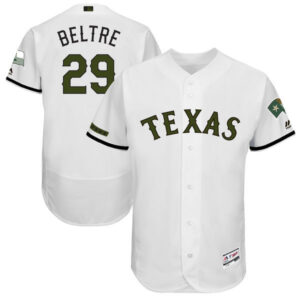 Men Texas Rangers #29 Adrian Beltre Majestic White 2017 Memorial Day Collection Flex Base Player Stitched MLB Jersey