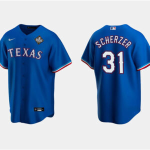 Men Texas Rangers #31 Max Scherzer Royal 2023 World Series Stitched Baseball Jersey