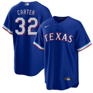 Men Texas Rangers #32 Evan Carter Royal Cool Base Stitched Baseball Jersey