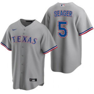 Men Texas Rangers #5 Corey Seager Gray Cool Base Stitched Baseball Jersey