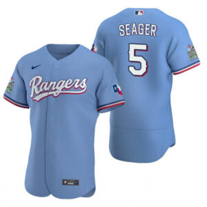 Men Texas Rangers #5 Corey Seager Light Blue Flex Base Stitched Jersey