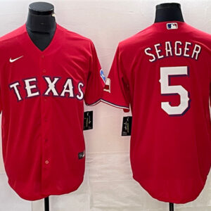 Men Texas Rangers #5 Corey Seager Red Cool Base Stitched Baseball Jersey