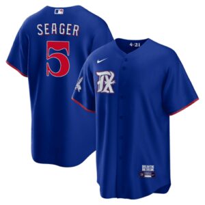 Men Texas Rangers #5 Corey Seager Royal 2023 City Connect Cool Base Stitched Baseball Jersey