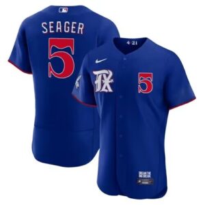 Men Texas Rangers #5 Corey Seager Royal 2023 City Connect Flex Base Stitched Baseball Jersey