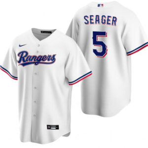 Men Texas Rangers #5 Corey Seager White Cool Base Stitched Baseball Jersey