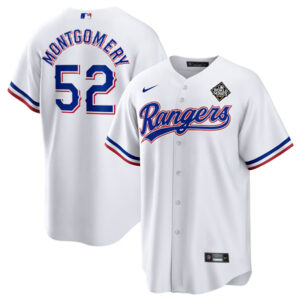 Men Texas Rangers #52 Jordan Montgomery White 2023 World Series Stitched Baseball Jersey