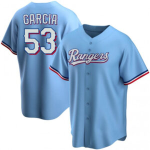 Men Texas Rangers #53 Adolis Garcia Light Blue Cool Base Stitched Baseball Jersey