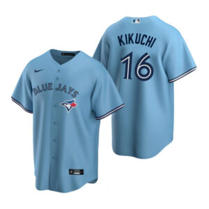 Men Toronto Blue Jays #16 Yusei Kikuchi Light Blue Cool Base Stitched Jersey