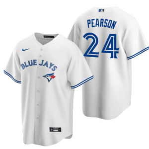 Men Toronto Blue Jays #24 Nate Pearson White Cool Base Stitched Jersey