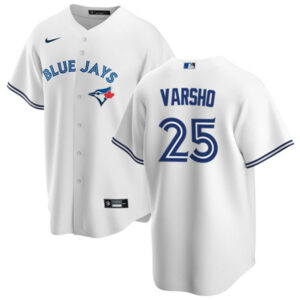 Men Toronto Blue Jays #25 Daulton Varsho White Cool Base Stitched Jersey