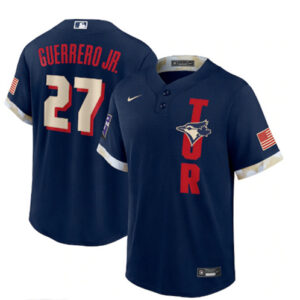 Men Toronto Blue Jays #27 Vladimir Guerrero Jr. 2021 Navy All-Star Cool Base Stitched MLB Jersey