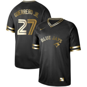 Men Toronto Blue Jays #27 Vladimir Guerrero Jr. Black Gold Stitched MLB Jersey