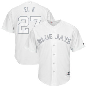 Men Toronto Blue Jays #27 Vladimir Guerrero Jr. "El K" Majestic White 2019 Players' Weekend Replica Stitched MLB Jersey