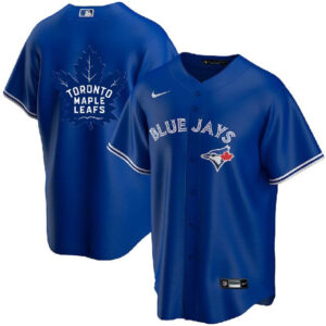 Men Toronto Blue Jays & Leafs Royal With Royal Leafs Log Cool Base Stitched Jersey