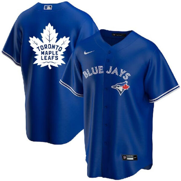 Men Toronto Blue Jays & Leafs Royal With White Leafs Log Cool Base Stitched Jersey