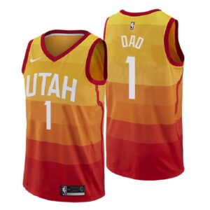 Men Utah Jazz 2018 Father Day Red Number 1 Dad Swingman Jersey