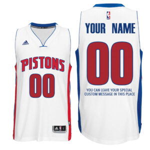 Mens Detroit Pistons Home White Custom Message Jersey