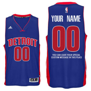 Mens Detroit Pistons Road Blue Custom Message Jersey