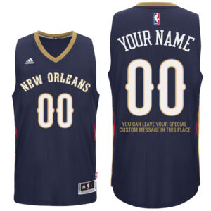 Mens New Orleans Pelicans Road Navy Blue Custom Message Jersey