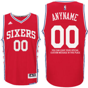 Mens Philadelphia 76ers Road Red Custom Message Jersey