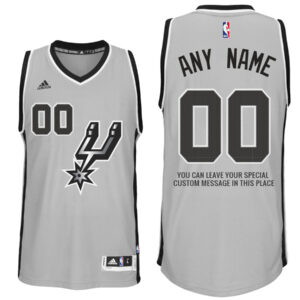 Mens San Antonio Spurs Alternate Gray Custom Message Jersey