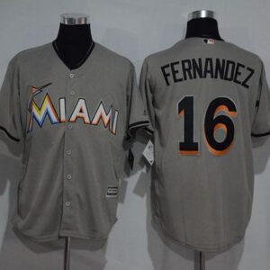 Miami Marlins #16 Jose Fernandez Grey Cool Base Stitched MLB Jersey