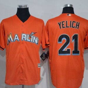 Miami Marlins #21 Christian Yelich Orange Cool Base Stitched MLB Jersey