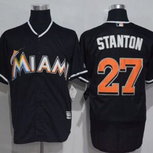 Miami Marlins #27 Giancarlo Stanton Black Cool Base Stitched MLB Jersey