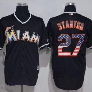 Miami Marlins #27 Giancarlo Stanton Black USA Flag Fashion Stitched MLB Jersey