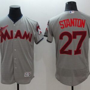 Miami Marlins #27 Giancarlo Stanton Grey Fashion Stars & Stripes Flexbase Stitched MLB Jersey