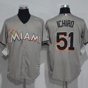 Miami Marlins #51 Ichiro Suzuki Grey Cool Base Stitched MLB Jersey