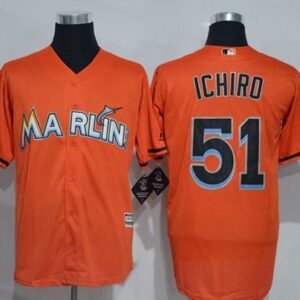 Miami Marlins #51 Ichiro Suzuki Orange Cool Base Stitched MLB Jersey