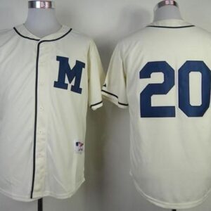 Milwaukee Brewers #20 Jonathan Lucroy Cream 1913 Turn Back The Clock Stitched MLB Jersey