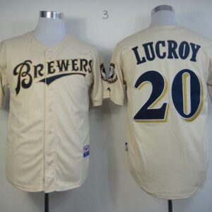 Milwaukee Brewers #20 Jonathan Lucroy Cream YOUniform Cool Base Stitched MLB Jersey