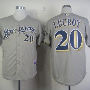 Milwaukee Brewers #20 Jonathan Lucroy Grey Cool Base Stitched MLB Jersey