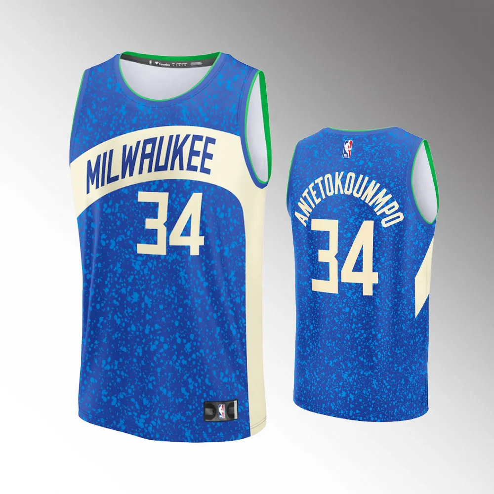 Milwaukee Bucks Giannis Antetokounmpo Royal 2023-24 Fast Break #34 Jersey - City Edition