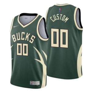 Milwaukee Bucks NO. 00 Custom Earned Edition Hunter Green Jersey