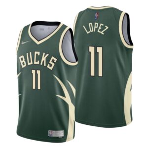 Milwaukee Bucks NO. 11 Brook Lopez Earned Edition Hunter Green Jersey