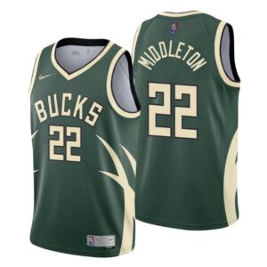 Milwaukee Bucks NO. 22 Khris Middleton Earned Edition Hunter Green Jersey