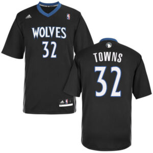 Minnesota Timberwolves #32 Karl-Anthony Towns Lights Out Alternate Black Sleeved Jersey